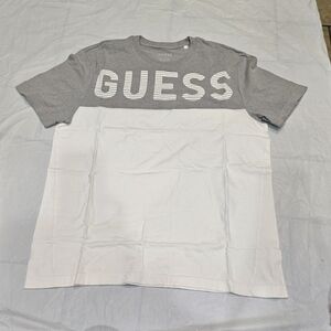 Guess Men's Gray and White Short Sleeve Tee. Sz L 100% Cotton